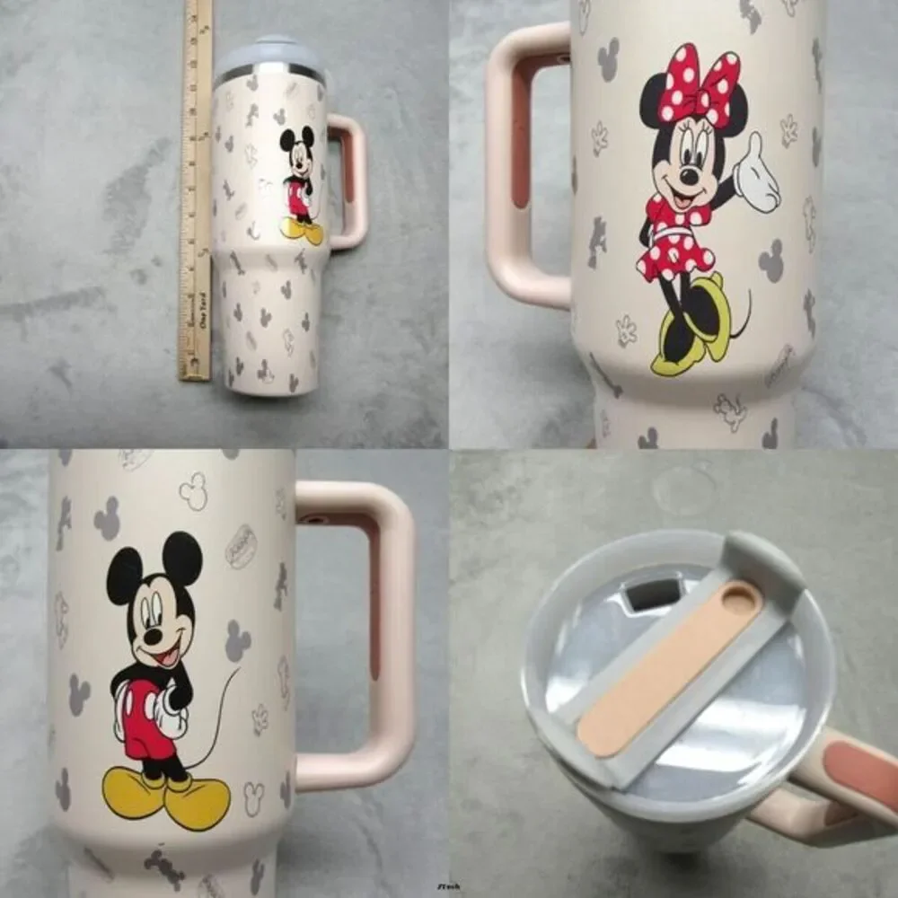 Disney Mickey Minnie Mouse‎ Tumbler Large Lt Pink Toggle Lid Stainless SteeI NEW
